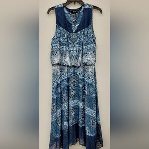 Style & Co Blue V Neck Lace Detail Summer Dress Xl Stretchy
